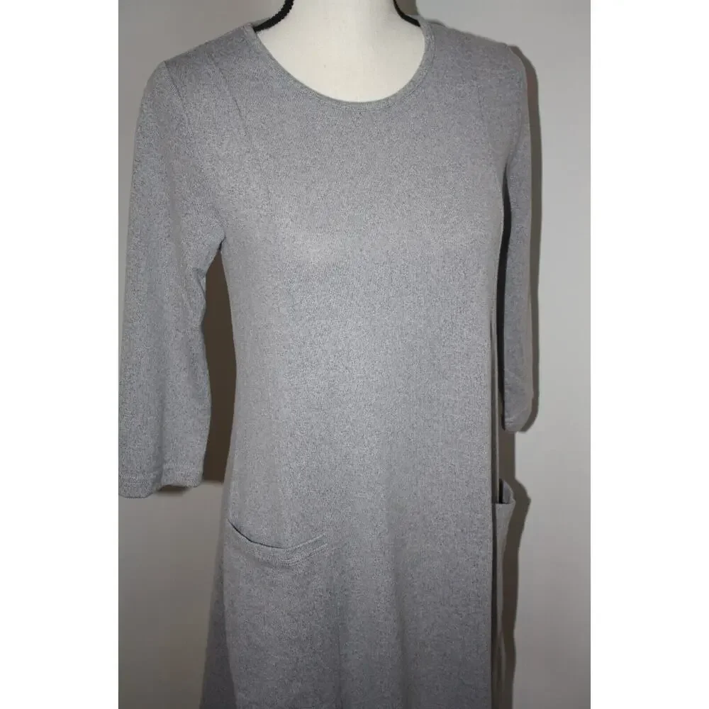 Axyeh Women's Dress Small Gray 3/4 Sleeve Soft A Line - Picture 7 of 7